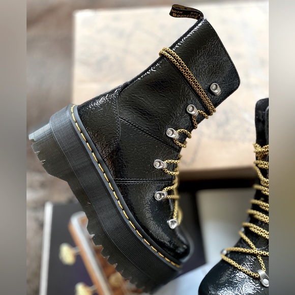 Dr. Martens Ghilana Max Distressed Patent Leather Platform Boots - Picture 7 of 13